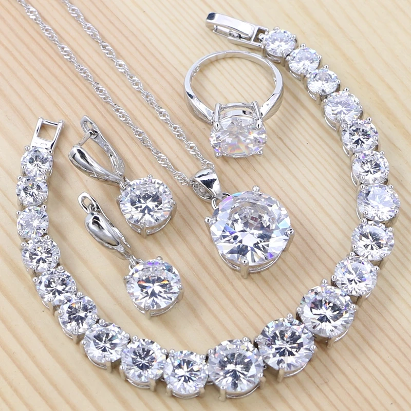 Bridal 925 Silver Jewelry Sets For Women Wedding White Cubic Zirconia Ring/Bracelet/Necklace/Pendant/Earrings
Bridal 925 Silver Jewelry Sets For Women Wedding White Cubic Zirconia Ring/Bracelet/Necklace/Pendant/Earrings