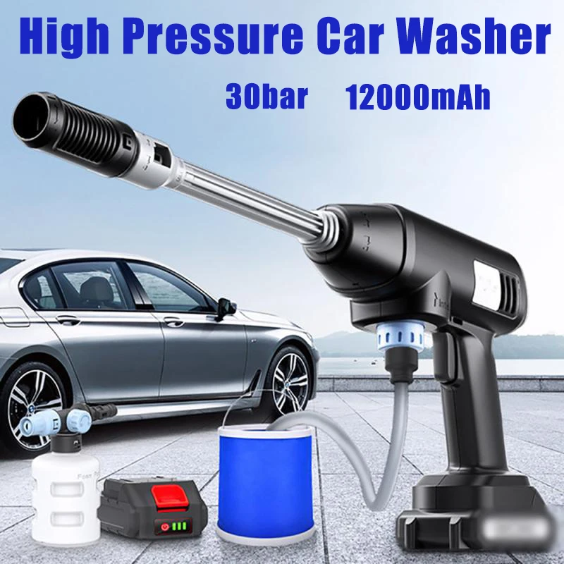 High Pressure Wireless Car Washer 12000mAh 30BAR Car Wash Water Gun Portable High Pressure Washer Foam with 12V Battery
High Pressure Wireless Car Washer 12000mAh 30BAR Car Wash Water Gun Portable High Pressure Washer Foam with 12V Battery