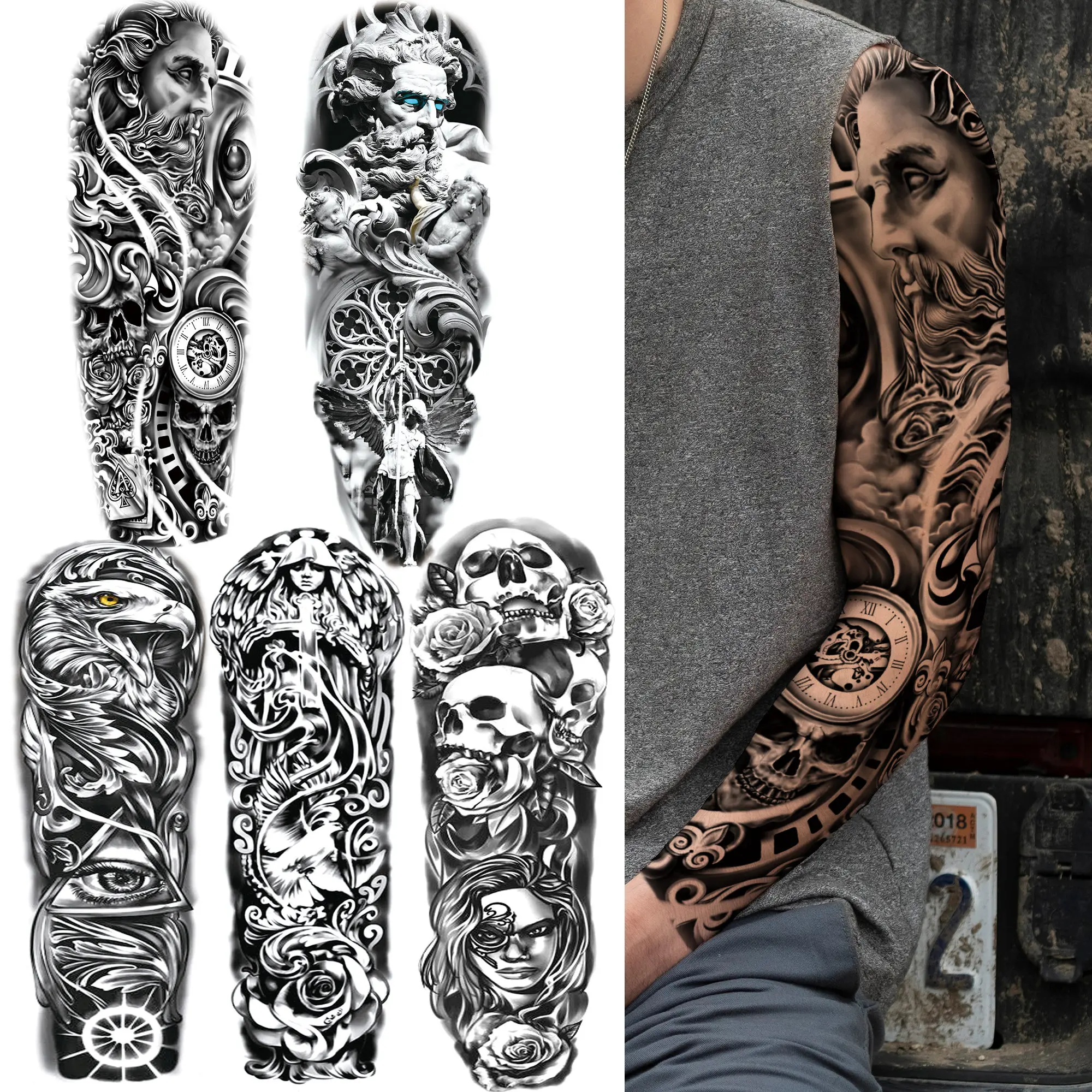 Compass God Temporary Tattoos For Men Women Adult Black Skull Flower Tattoo Sticker Full Sleeve Geometric Fake Nun Tatoos Kids
Compass God Temporary Tattoos For Men Women Adult Black Skull Flower Tattoo Sticker Full Sleeve Geometric Fake Nun Tatoos Kids