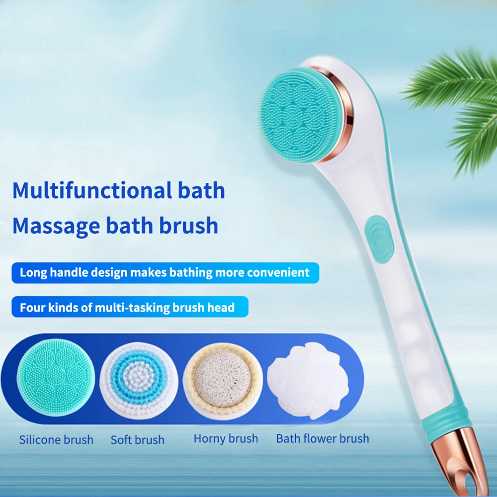 Silicone Electric Massager Bath Brush Back Scrubber 4 Brush Heads USB Rechargeable Multifunction Shower Brush Long Handle
Silicone Electric Massager Bath Brush Back Scrubber 4 Brush Heads USB Rechargeable Multifunction Shower Brush Long Handle