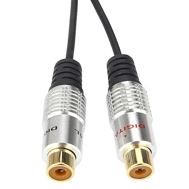 Металлический RCA Женский к двойному 2-RCA Мужской позолоченный адаптер стерео