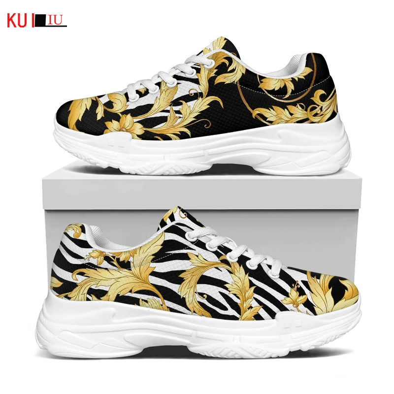 KUILIU Luxury Golden Floral Women Breathable Sneakers Fashion Zabra Pattern Comfortable Outdoor Sport Platform Casual Flat Shoes
KUILIU Luxury Golden Floral Women Breathable Sneakers Fashion Zabra Pattern Comfortable Outdoor Sport Platform Casual Flat Shoes