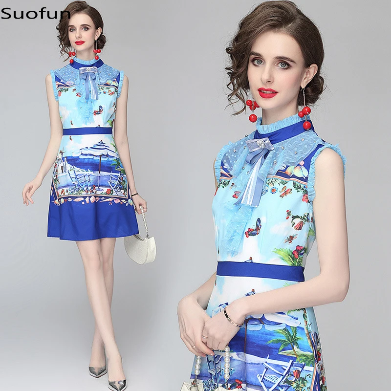 Slim A-Line 2021 Fashion Summer New Women's Sweet Blue Temperament Stand Collar Sleeveless Mesh Beaded Print Slim Short Dress
Slim A-Line 2021 Fashion Summer New Women's Sweet Blue Temperament Stand Collar Sleeveless Mesh Beaded Print Slim Short Dress