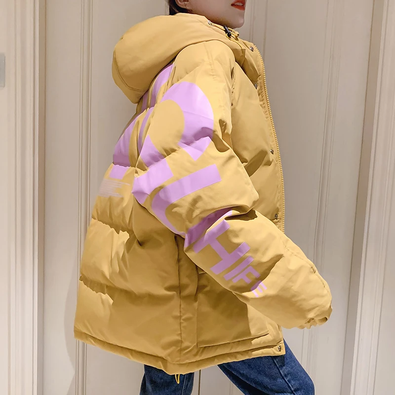 2020 Winter Coat Women Parkas Letter Print Hooded Collar Women Jackets Short Women Coat Warm Thick Loose Female Winter Jacket
2020 Winter Coat Women Parkas Letter Print Hooded Collar Women Jackets Short Women Coat Warm Thick Loose Female Winter Jacket