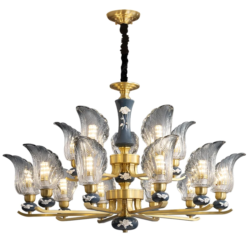 Postmodern LED retro chandelier copper ceramic glass lamp interior lighting living room dining room home decoration
Postmodern LED retro chandelier copper ceramic glass lamp interior lighting living room dining room home decoration