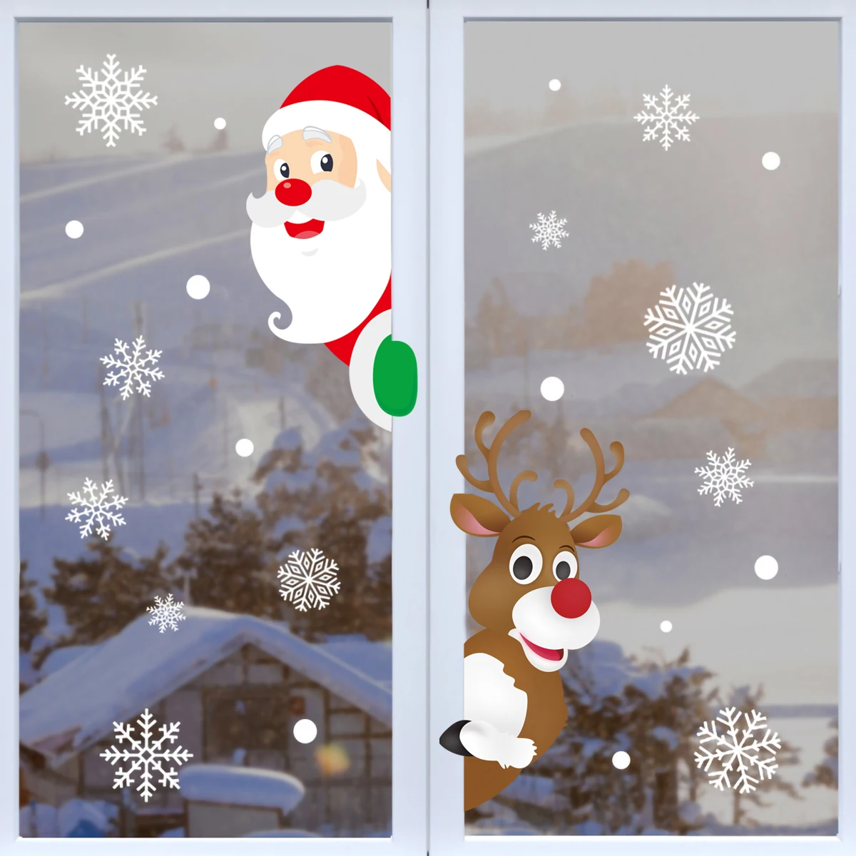 Новогодние наклейки на окно 2022 Рождественские украшения для дома Xmas Gift Navidad Noel New
