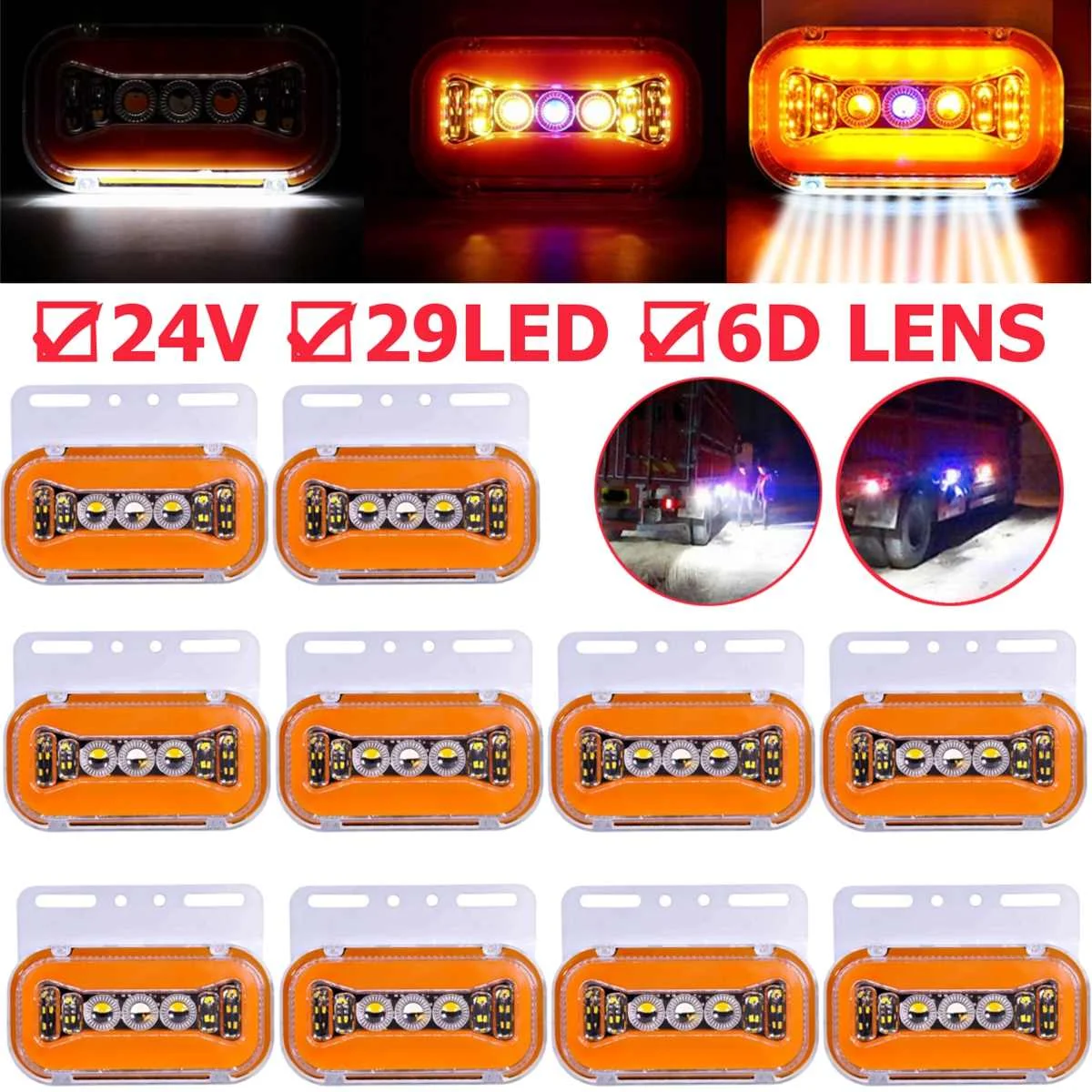 10 шт 24V 29LED боковые габаритные Световые индикаторы 6D габаритного фонаря для внедорожный прицеп сигнальная лампа в сборе желтого цвета
10 шт 24V 29LED боковые габаритные Световые индикаторы 6D габаритного фонаря для внедорожный прицеп сигнальная лампа в сборе желтого цвета
