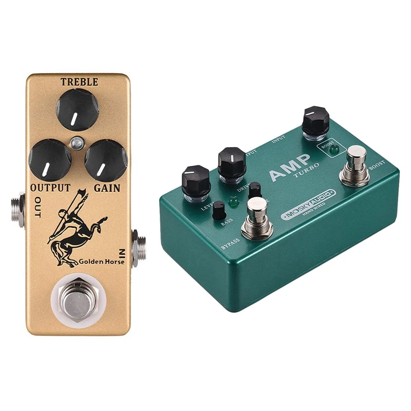 MOSKY 2 Pcs Horse Guitar Effect Pedal Overdrive Guitar Pedal Full Metal Shell, Gold & Green
MOSKY 2 Pcs Horse Guitar Effect Pedal Overdrive Guitar Pedal Full Metal Shell, Gold & Green