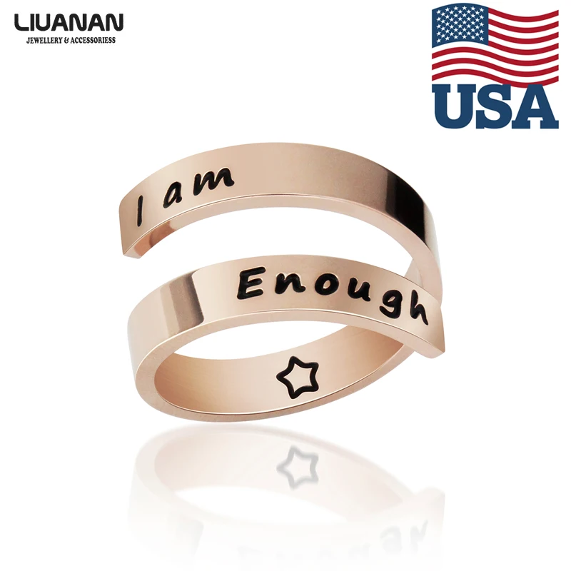 Woman Stainless Steel Ring Adjustable Ring Jewelry for men Engraved I Am Enough Spiral Jewelry Strength Gifts for girls 
Woman Stainless Steel Ring Adjustable Ring Jewelry for men Engraved I Am Enough Spiral Jewelry Strength Gifts for girls