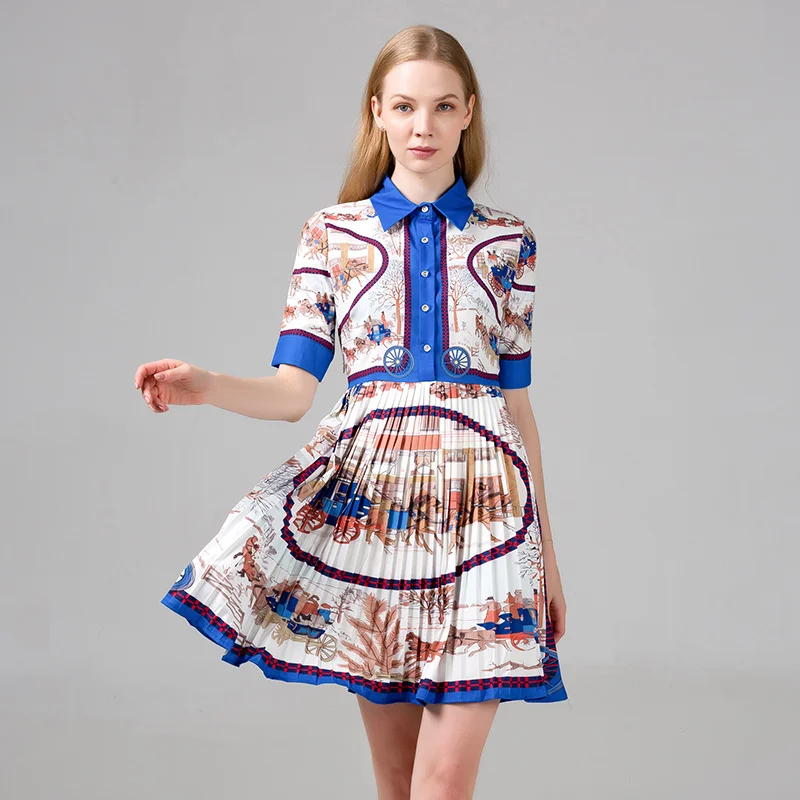 New Runway Designer Summer Short Dress Women Fashion Casual Pleated Vintage Short-Sleeve Elegant Party Banquet Mini Dress
New Runway Designer Summer Short Dress Women Fashion Casual Pleated Vintage Short-Sleeve Elegant Party Banquet Mini Dress