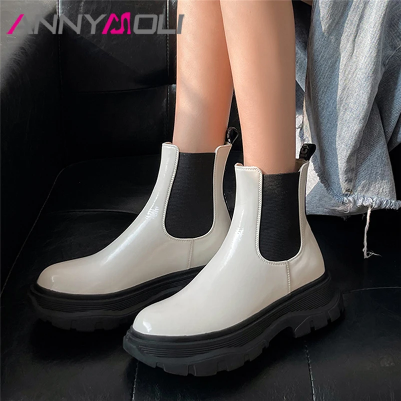 ANNYMOLI Real Leather Chelsea Boots Women Platform Flat Ankle Boots Round Toe Fashion Ladies Boots Autumn Winter Black Beige 40
ANNYMOLI Real Leather Chelsea Boots Women Platform Flat Ankle Boots Round Toe Fashion Ladies Boots Autumn Winter Black Beige 40