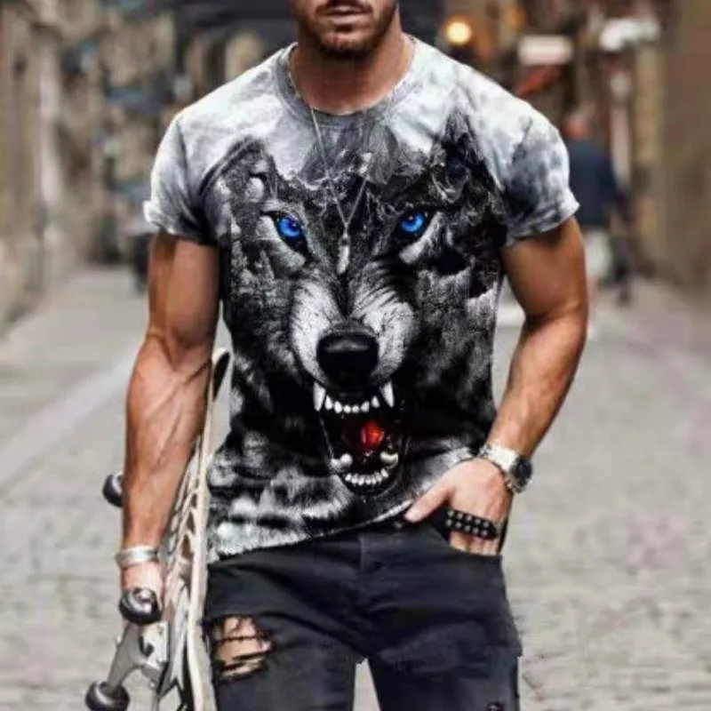 Summer 3D printing Wolf Fashion Men T-Shirt Trend Casual O-Neck Short Sleeve Street Harajuku Style Oversized T-Shirt Street Tops
Summer 3D printing Wolf Fashion Men T-Shirt Trend Casual O-Neck Short Sleeve Street Harajuku Style Oversized T-Shirt Street Tops