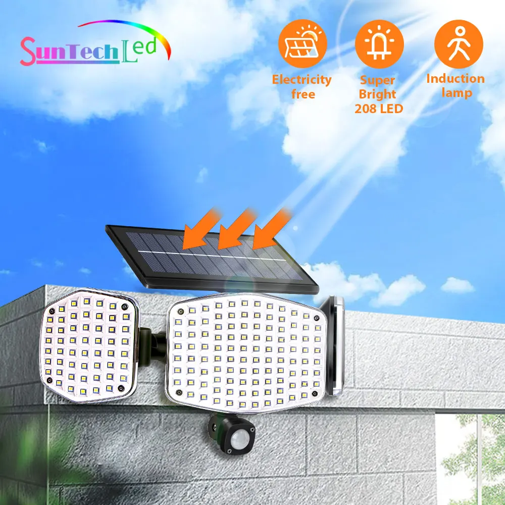 Suntech,208 LEDS Solar Street Lights, Outdoor 3 Head Motion Sensor Solar Spotlights Waterproof Security Lamp with Lighting
Suntech,208 LEDS Solar Street Lights, Outdoor 3 Head Motion Sensor Solar Spotlights Waterproof Security Lamp with Lighting