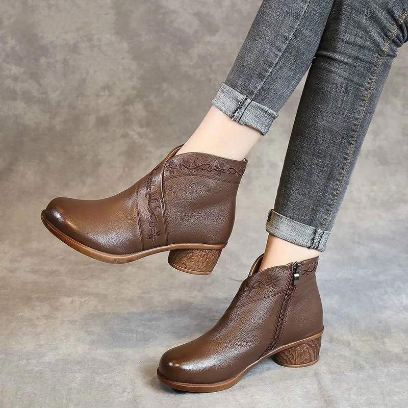 Spring Autumn Women Boots Genuine Leather Thick Heels Ankle Boots For Women Shoes Retro Handmade Zipper Short Boots
Spring Autumn Women Boots Genuine Leather Thick Heels Ankle Boots For Women Shoes Retro Handmade Zipper Short Boots