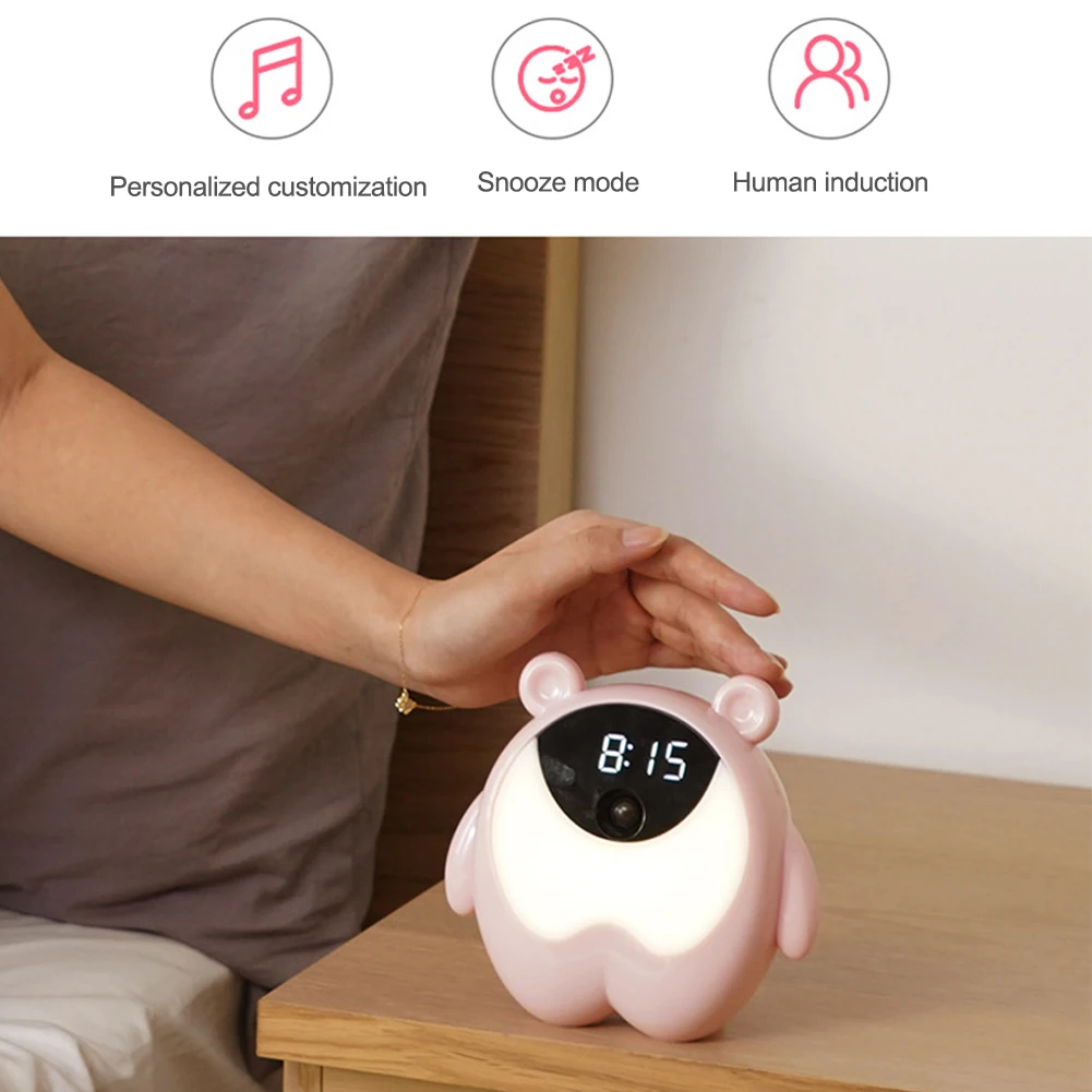 Mini Night Light Kids Digital Alarm Clock Soft Brightness Lights Rechargeable Bedside Night Lamp Bedroom Cartoon Night Lamp 
Mini Night Light Kids Digital Alarm Clock Soft Brightness Lights Rechargeable Bedside Night Lamp Bedroom Cartoon Night Lamp