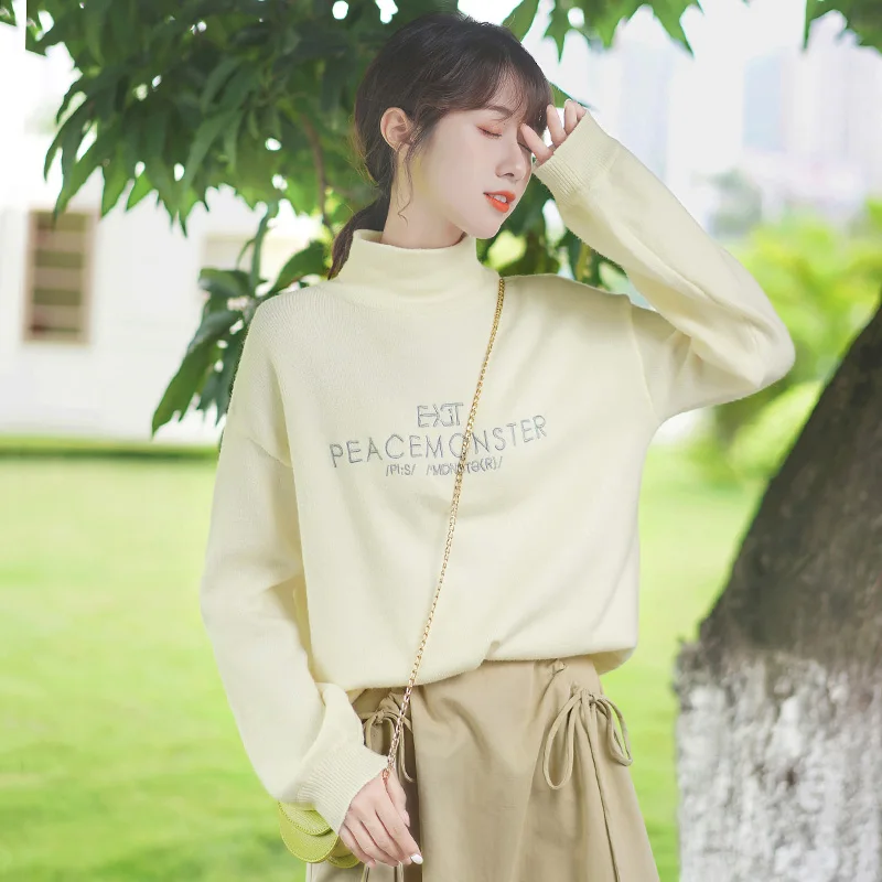 Chic Khaki 2020 New Lazy Wind Turtleneck Sweater Women's Loose Solid Color Letter Base Top Long Sleeve Sweater 
Chic Khaki 2020 New Lazy Wind Turtleneck Sweater Women's Loose Solid Color Letter Base Top Long Sleeve Sweater