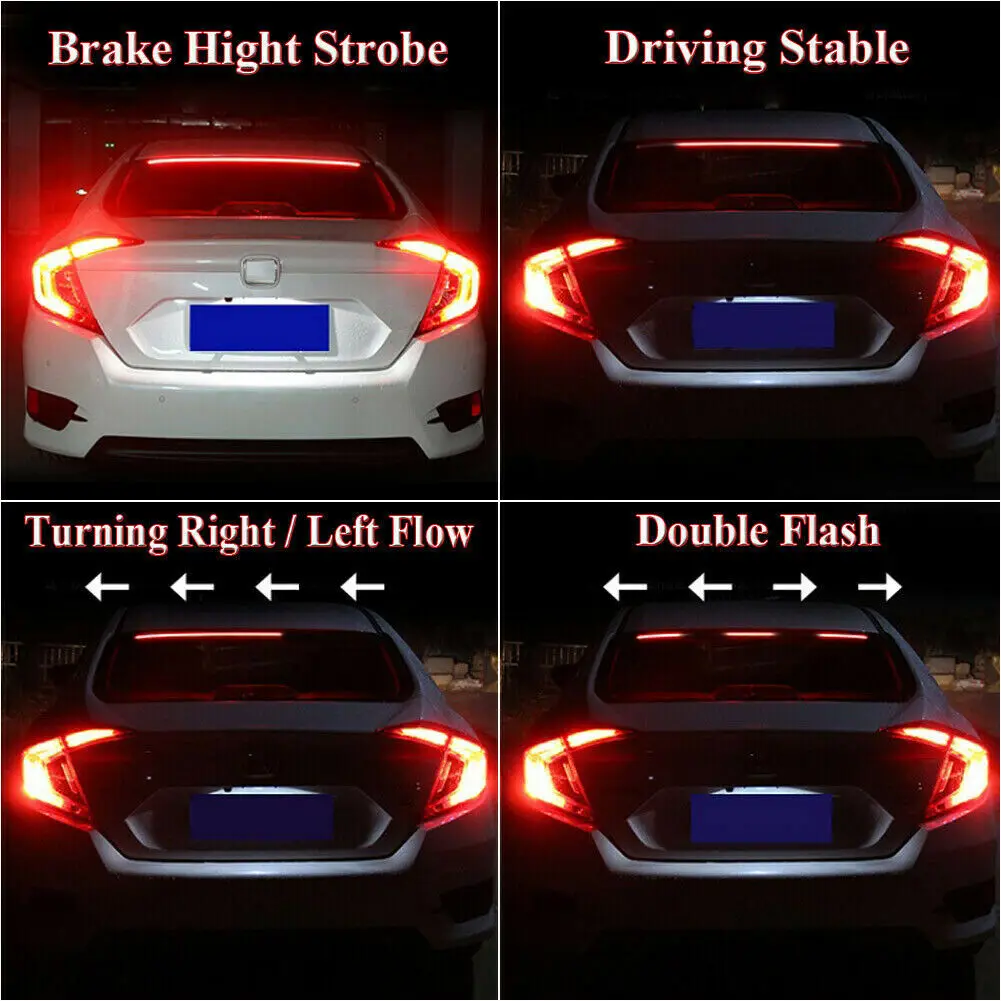 Brake High Brake Light Lamp Strip Driving Light Turn Signal Red PVC 90cm