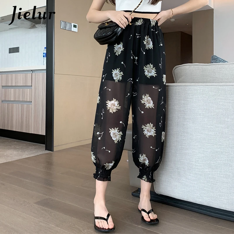 Jielur New Chiffon Women's Pants Print Summer Lantern Harem Pants Thin Mesh Casual Sunscreen Black Loose Trousers Femme Pantalon
Jielur New Chiffon Women's Pants Print Summer Lantern Harem Pants Thin Mesh Casual Sunscreen Black Loose Trousers Femme Pantalon