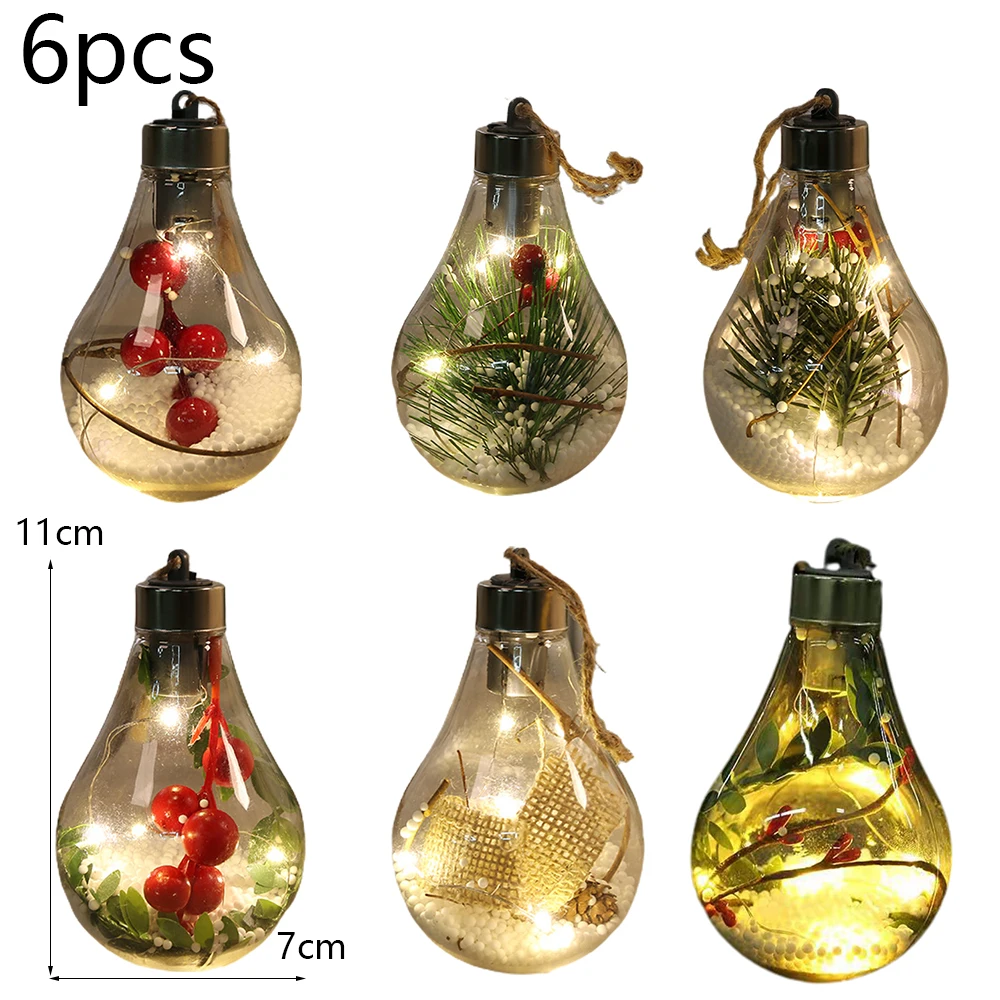 6Pcs Christmas LED Luminous Night Light Ball Transparent Drop Pendant Xmas Tree Fairy Lights Home New Year Decorations Rattan
6Pcs Christmas LED Luminous Night Light Ball Transparent Drop Pendant Xmas Tree Fairy Lights Home New Year Decorations Rattan