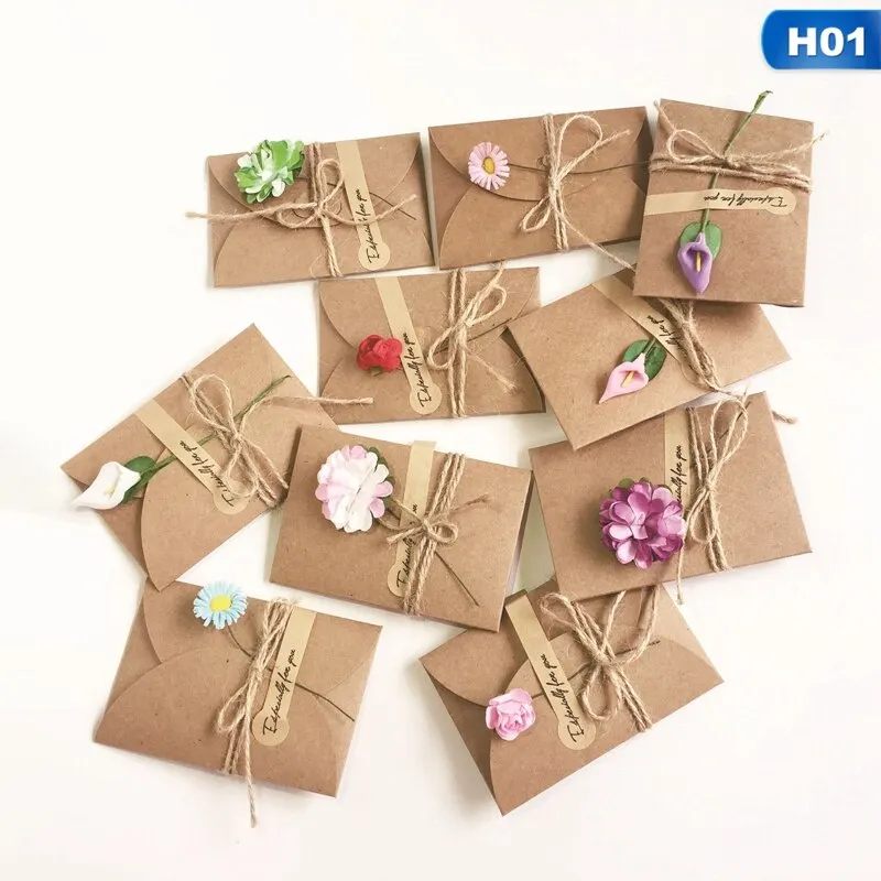 10pcs Retro DIY Kraft Paper Invitation Greeting Card With Envelope Handmade Dry Flower Wedding Party Invitation Envelopes
10pcs Retro DIY Kraft Paper Invitation Greeting Card With Envelope Handmade Dry Flower Wedding Party Invitation Envelopes