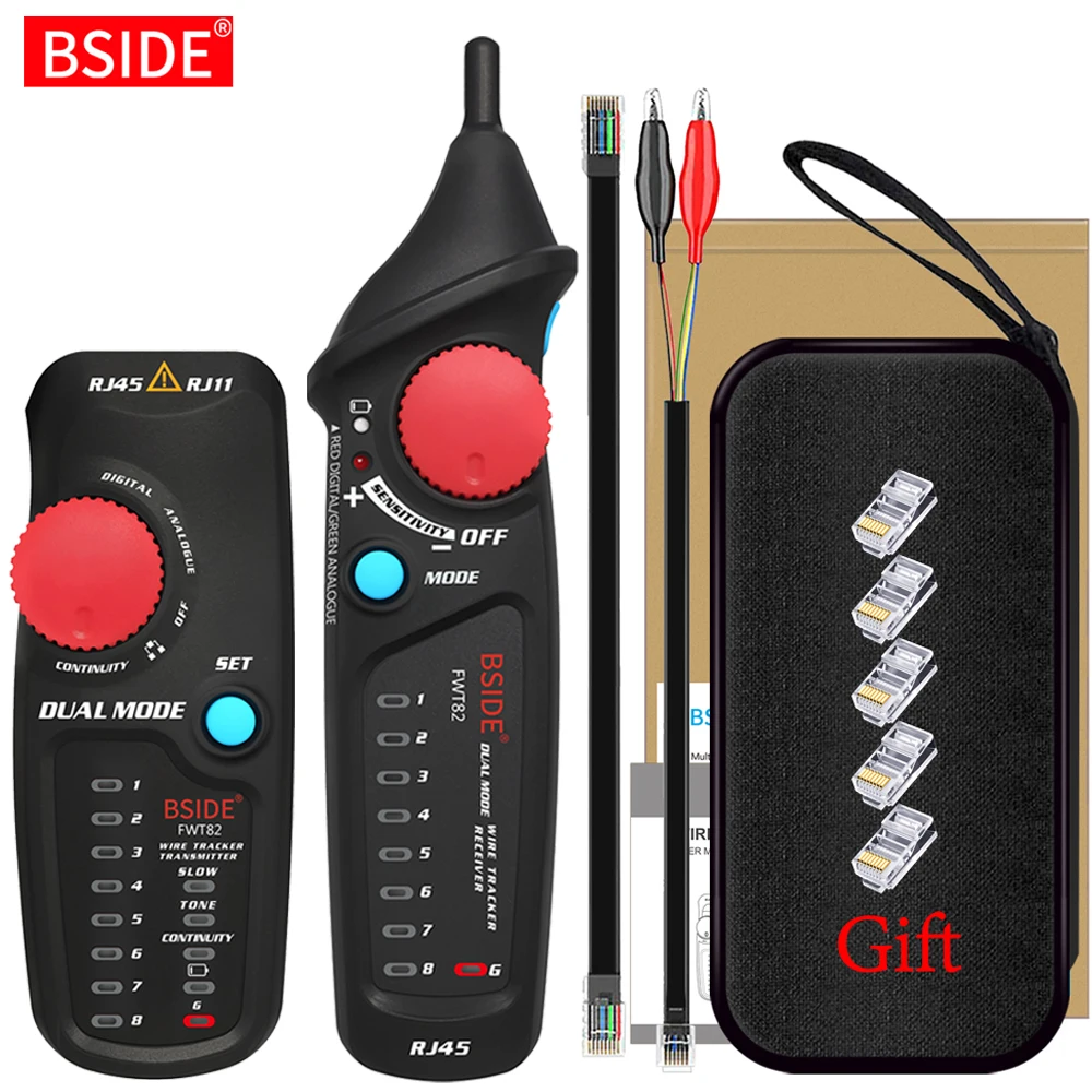 Network Cable Tracker Wire Tester BSIDE FWT82 Professional RJ45 RJ11 Telephone Toner Ethernet LAN Tracer Detector Line Finder