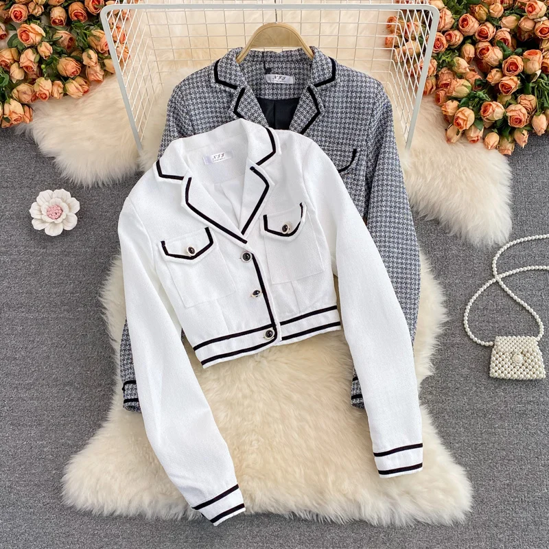 Autumn Small Fragrance Long Sleeve Single Breasted Women Short Jacket Coat Korean Chic Slim Vintage Outerwear Ladies Crop Top
Autumn Small Fragrance Long Sleeve Single Breasted Women Short Jacket Coat Korean Chic Slim Vintage Outerwear Ladies Crop Top