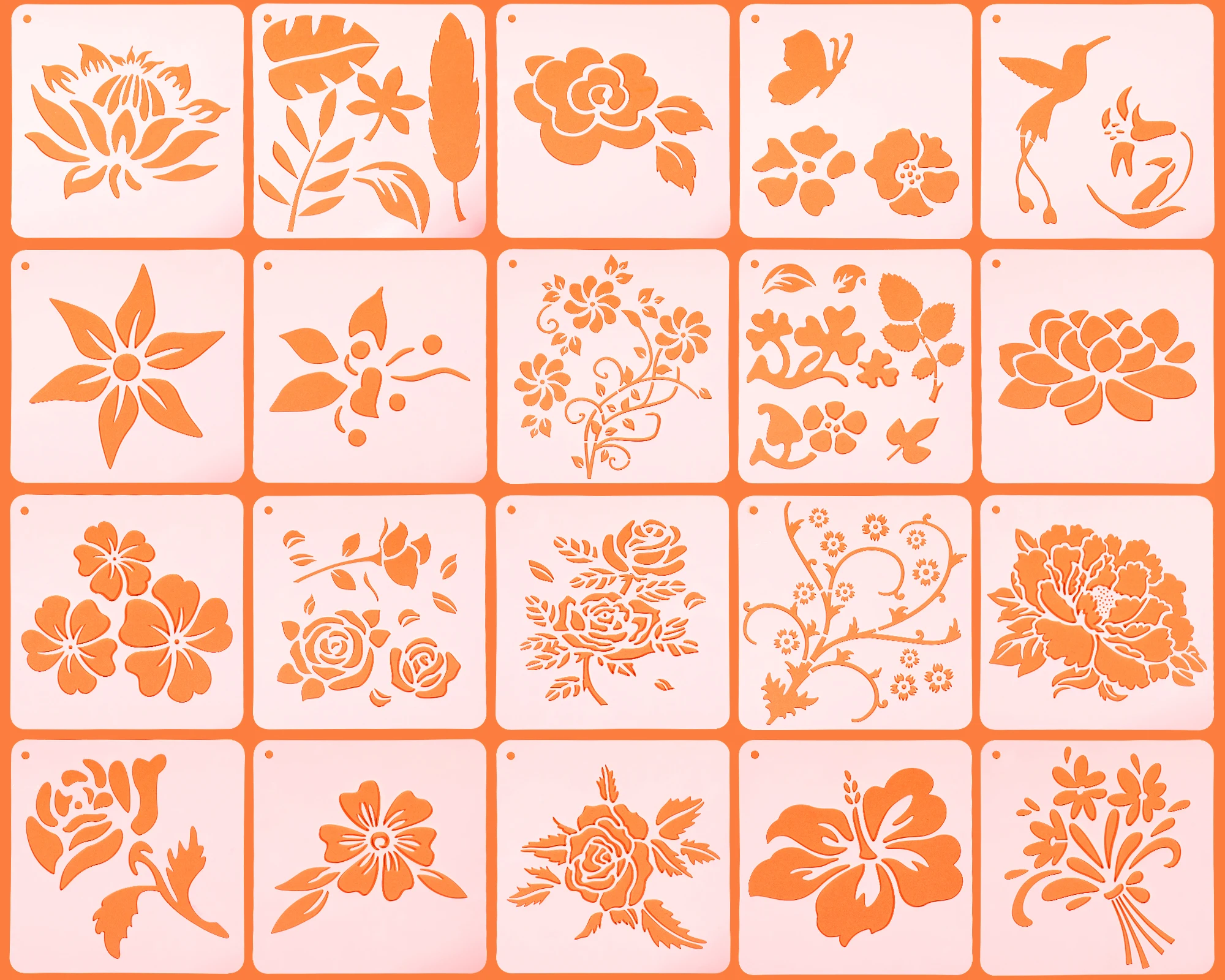 20pcs Flower Stencil Rose Sunflower Lotus Kit Drawing Template Set Reusable Plastic Craft Painting Stencil for Painting
20pcs Flower Stencil Rose Sunflower Lotus Kit Drawing Template Set Reusable Plastic Craft Painting Stencil for Painting