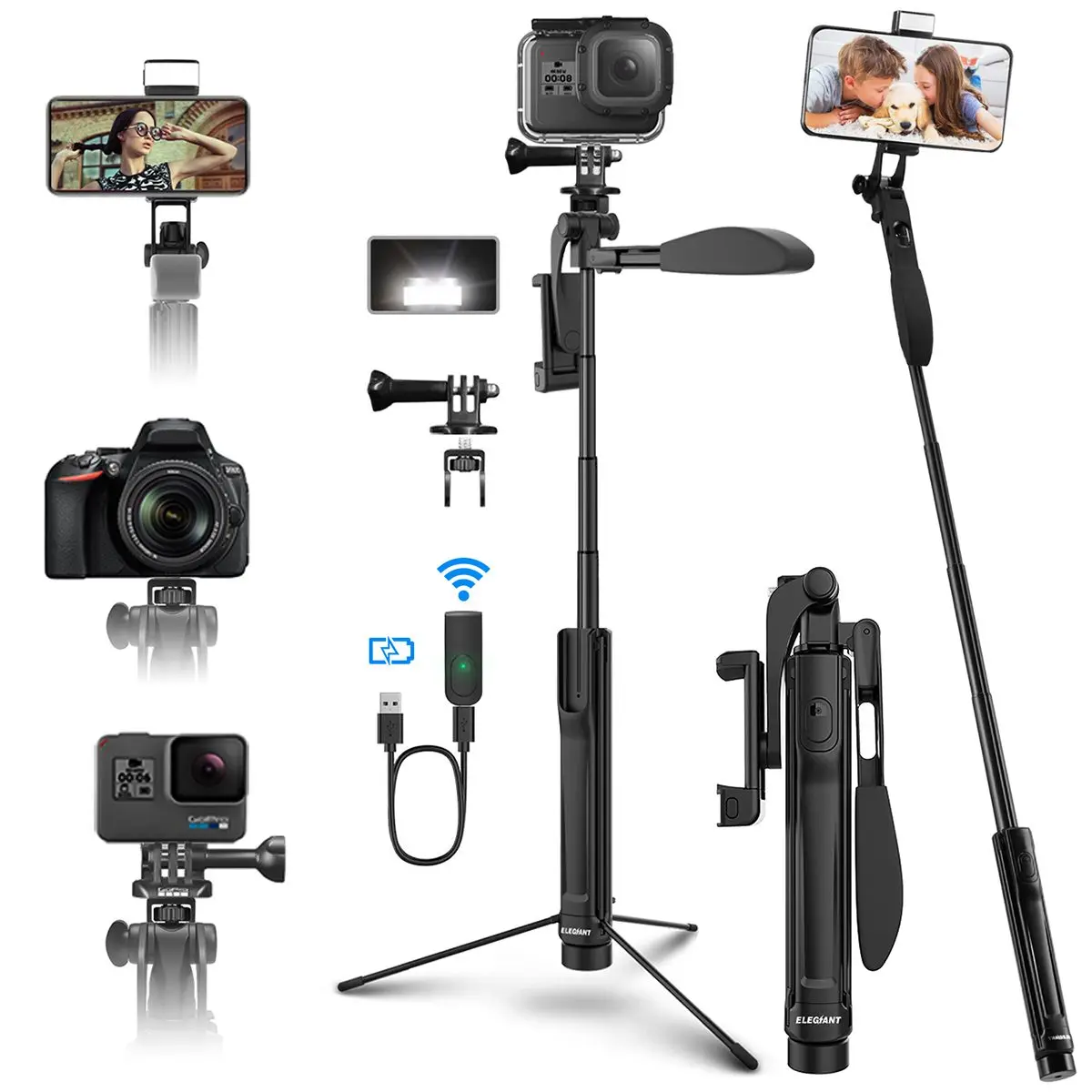 Selfie Stick Tripod with bluetooth Remote LED Light Extendable Phone Tripod Stand for Phone & Camera Balance Handle Compatible
Selfie Stick Tripod with bluetooth Remote LED Light Extendable Phone Tripod Stand for Phone & Camera Balance Handle Compatible