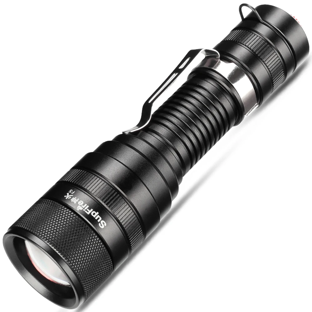 

SupFire F5 Led Flashlight CREE XM-L2 1100lm Zoom Tactical Flashlight by 18650 Battery for Hiking/Camping/Bicycle