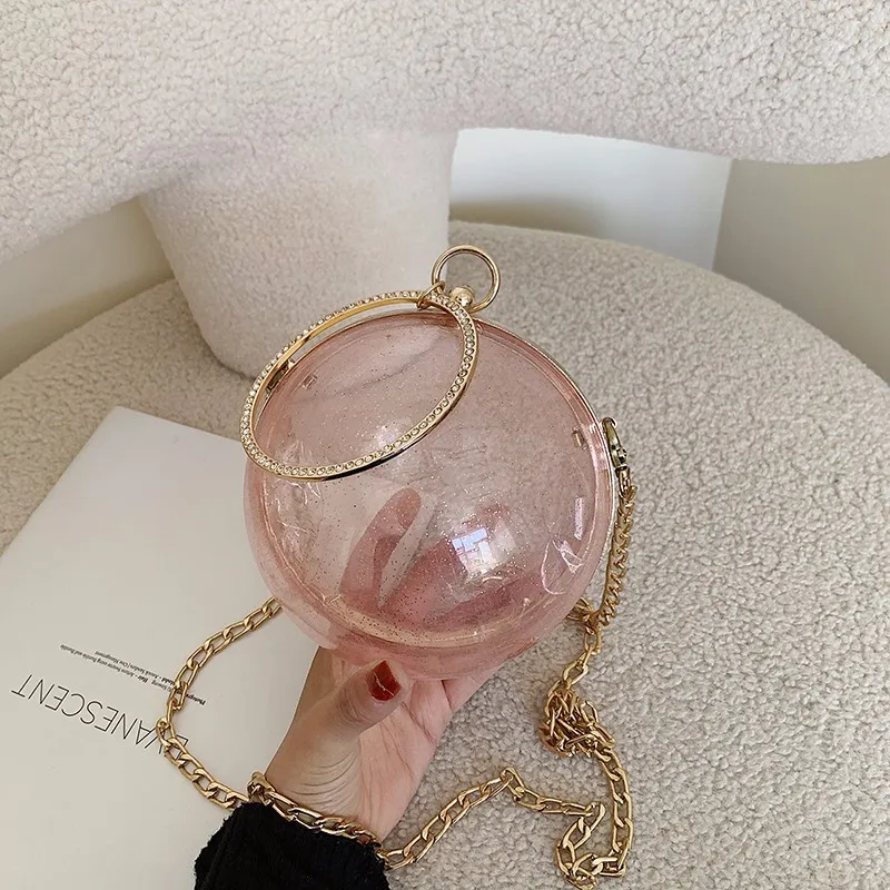 2020 Acrylic Ball Handbags Totes With Metal Handle Round bag Women's Crossbody Chain Shoulder Messenger Bag Female Travel bag 
2020 Acrylic Ball Handbags Totes With Metal Handle Round bag Women's Crossbody Chain Shoulder Messenger Bag Female Travel bag