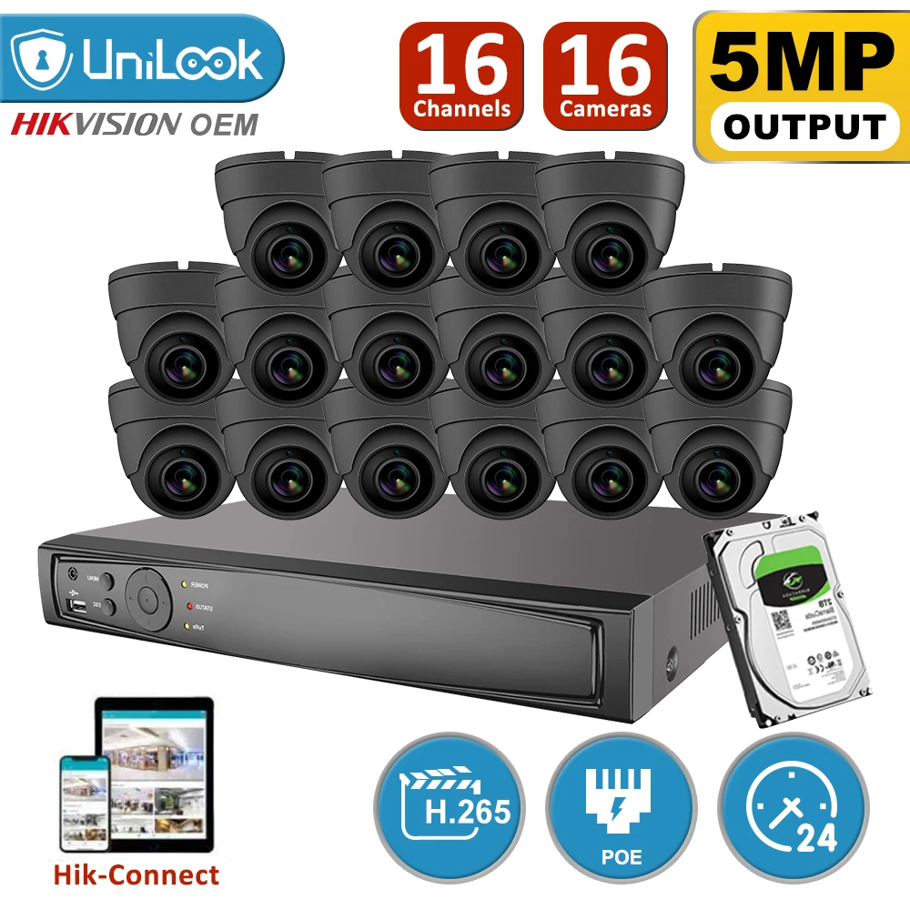 UniLook CCTV System 16CH NVR 8/10/12/16Pcs 5MP Mini Dome POE IP Cameras Motion Detect H.265+ NVR Kit Security Night Vision P2P
UniLook CCTV System 16CH NVR 8/10/12/16Pcs 5MP Mini Dome POE IP Cameras Motion Detect H.265+ NVR Kit Security Night Vision P2P