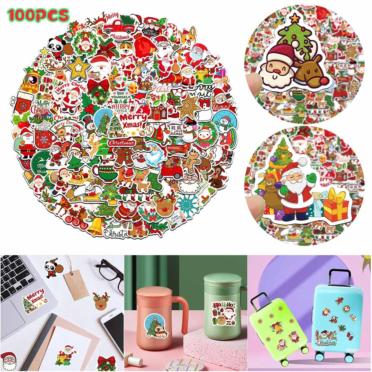 100 Pcs Christmas Stickers Self-adhesive Waterproof DIY Decorative Xmas Decals for Water Bottles Laptop Scrapbooking Card Making
100 Pcs Christmas Stickers Self-adhesive Waterproof DIY Decorative Xmas Decals for Water Bottles Laptop Scrapbooking Card Making