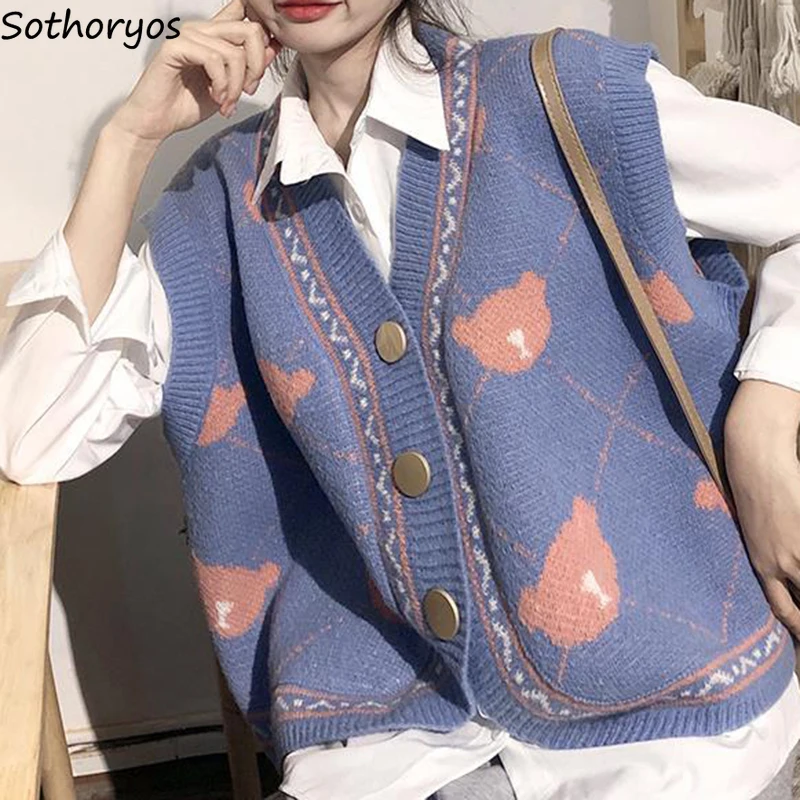 Thick Warm Sweater Vest Women Cartoon Loose Sweet Kawaii Sleeveless V-neck Leisure Knitting Knitwear Jumpers Teenagers Stylish
Thick Warm Sweater Vest Women Cartoon Loose Sweet Kawaii Sleeveless V-neck Leisure Knitting Knitwear Jumpers Teenagers Stylish
