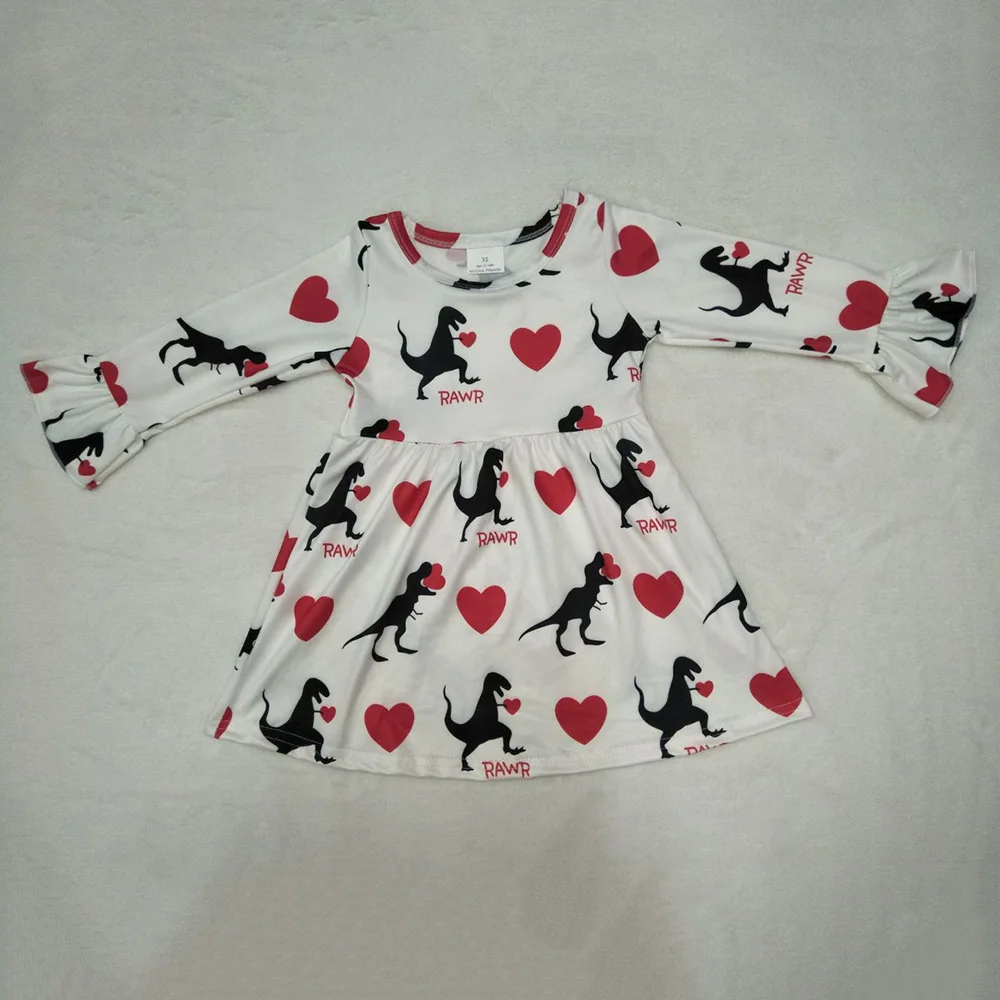 Free shipping Baby girl infant Valentine style cute dinosaur and hearts full printed dress clothes
Free shipping Baby girl infant Valentine style cute dinosaur and hearts full printed dress clothes