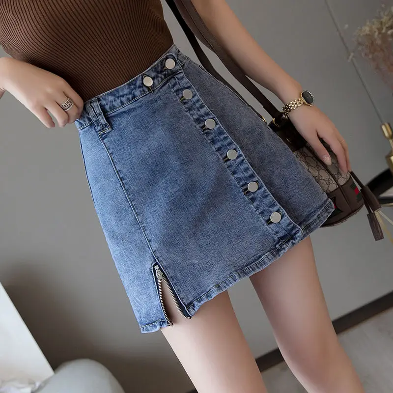 Skirts Women Denim Mini Sexy Harajuku Solid High Waist A-Line Casual Newest Chic Trendy Korean Fashion Leisure Slim Faldas Skirt
Skirts Women Denim Mini Sexy Harajuku Solid High Waist A-Line Casual Newest Chic Trendy Korean Fashion Leisure Slim Faldas Skirt