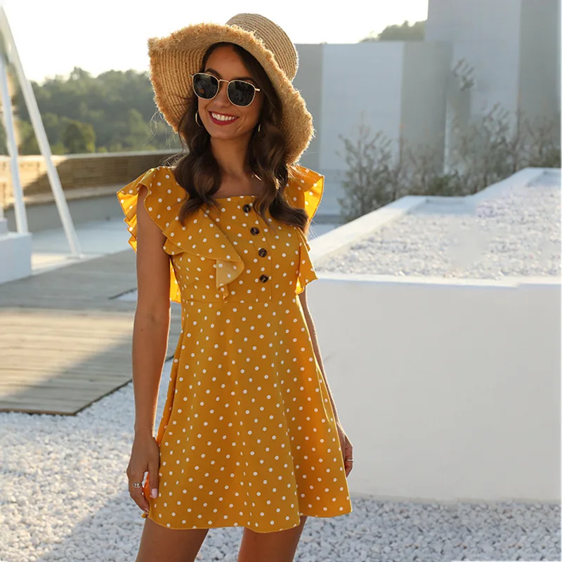 New fashion wave dot stitching ruffled square collar sleeveless short dress dress elegant plus size dress shirt dress Short
New fashion wave dot stitching ruffled square collar sleeveless short dress dress elegant plus size dress shirt dress Short