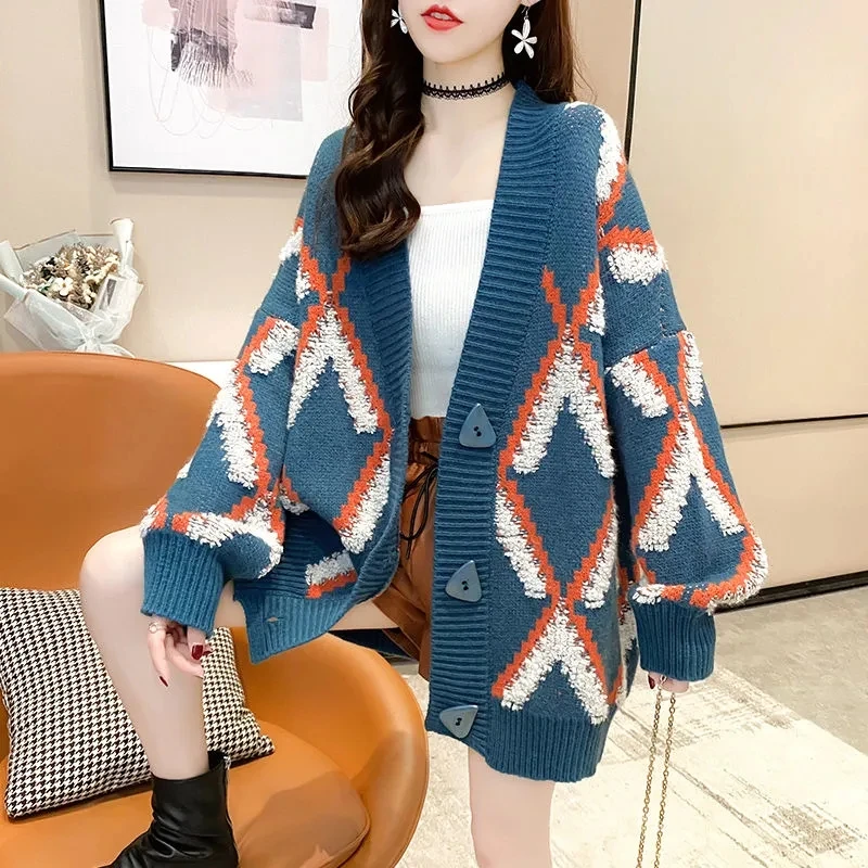 Spring Autumn Knitted Sweater Cardigan Women Long Sleeve Tops Korean Clothing V-Neck Jacket Loose Lazy Casual Outerwear
Spring Autumn Knitted Sweater Cardigan Women Long Sleeve Tops Korean Clothing V-Neck Jacket Loose Lazy Casual Outerwear