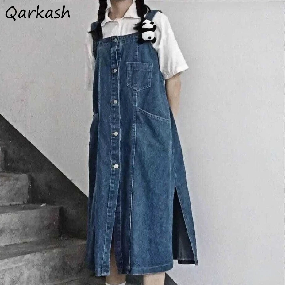 Dresses Women Single Breasted Denim Design Students Lovely Girls A-line Pockets Sleeveless Fashion Ulzzang Chic Loose-waist Ins
Dresses Women Single Breasted Denim Design Students Lovely Girls A-line Pockets Sleeveless Fashion Ulzzang Chic Loose-waist Ins