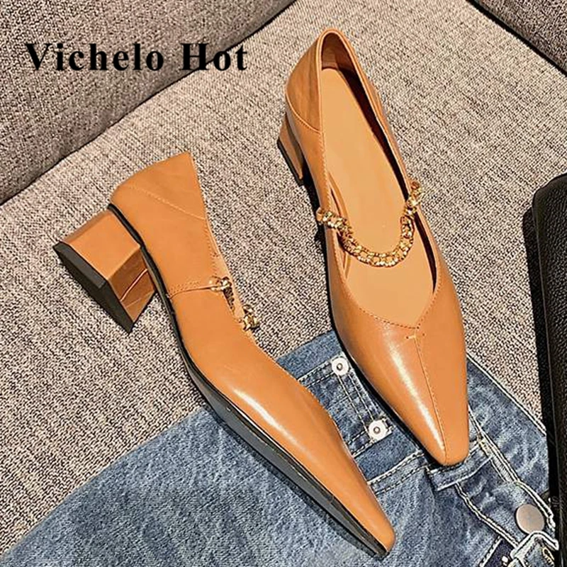 Женские туфли из коровьей кожи Vichelo, Летние Элегантные свадебные туфли-лодочки на среднем каблуке, с цепочкой, L25, Неглубокий квадратный носо...
Женские туфли из коровьей кожи Vichelo, Летние Элегантные свадебные туфли-лодочки на среднем каблуке, с цепочкой, L25, Неглубокий квадратный носо...