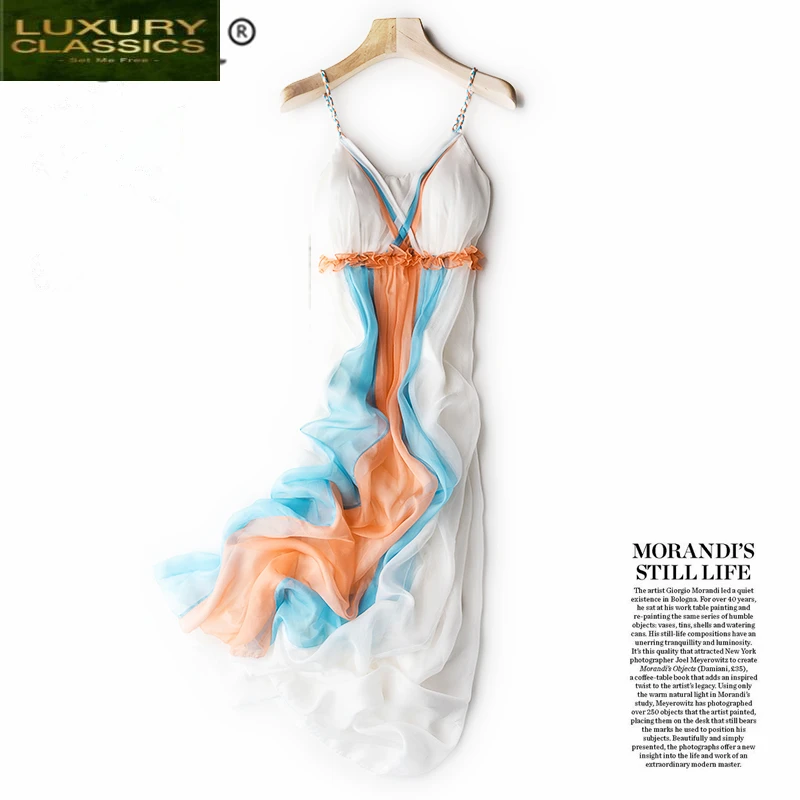 Women Summer Boho Dress 100% Real Silk Dresses Elegant Sexy Sleeveless Beach Party Dresses Maxi Vestidos Ropa Mujer 2021
Women Summer Boho Dress 100% Real Silk Dresses Elegant Sexy Sleeveless Beach Party Dresses Maxi Vestidos Ropa Mujer 2021