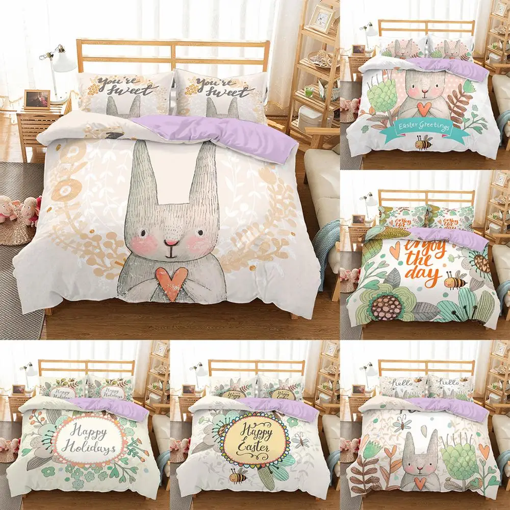 Cartoon 3D Easter Rabbit Bedding Sets Cute Duvet Cover For Kids Gift Bed Linen Home Decor With Pillowcase 2/3pc Bedclothes
Cartoon 3D Easter Rabbit Bedding Sets Cute Duvet Cover For Kids Gift Bed Linen Home Decor With Pillowcase 2/3pc Bedclothes
