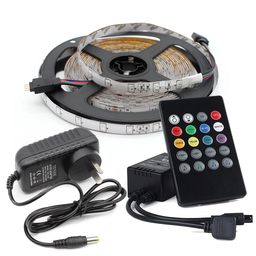 RGB LED Strip Lights 2835 SMD 5M LED Light Waterproof Flexible Lamp 12V 20 Key infrared Music LED controller+3A Power Adapter
RGB LED Strip Lights 2835 SMD 5M LED Light Waterproof Flexible Lamp 12V 20 Key infrared Music LED controller+3A Power Adapter