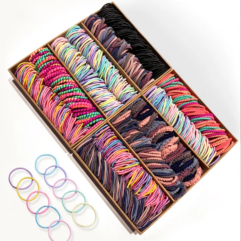 100 шт./компл. цветные нейлоновые базовые эластичные повязки для волос девочек