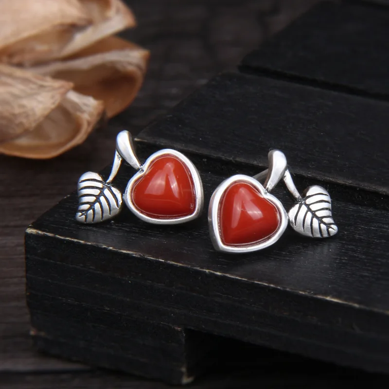 Natural Agate Red Earrings Female S925 Sterling Silver Vintage Cute Small Leaf Stud Earrings Fine Jewelry
Natural Agate Red Earrings Female S925 Sterling Silver Vintage Cute Small Leaf Stud Earrings Fine Jewelry