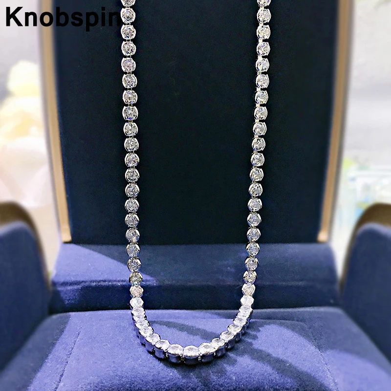 Knobspin 100% 925 Sterling Silver Sparkling Full 3mm High Carbon Diamond Simple Necklace For Women Engagement Party Fine Jewelry
Knobspin 100% 925 Sterling Silver Sparkling Full 3mm High Carbon Diamond Simple Necklace For Women Engagement Party Fine Jewelry