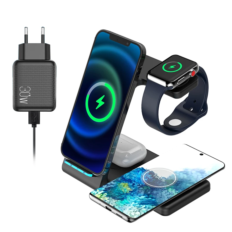 4 in 1 Qi Wireless Charger For iPhone 12 11 Samsung 15W Fast Charging Station For Airpods Apple Watch Galaxy Watch Active Buds
4 in 1 Qi Wireless Charger For iPhone 12 11 Samsung 15W Fast Charging Station For Airpods Apple Watch Galaxy Watch Active Buds