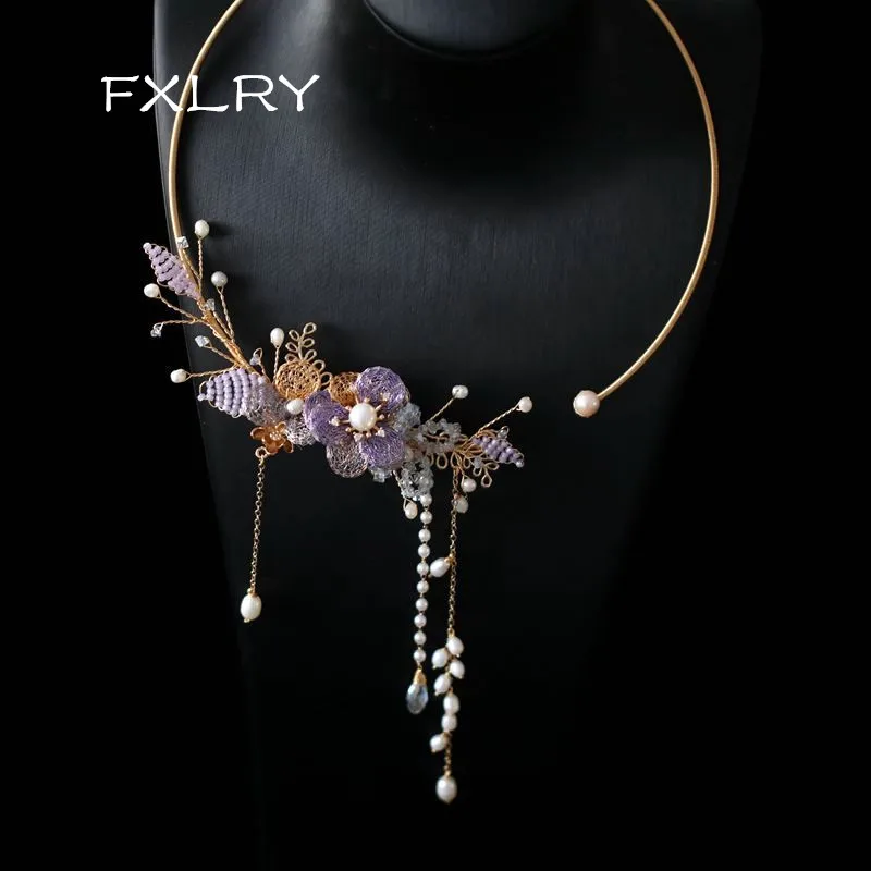 FXLRY French Vintage Handmade Metal Flower Pearl Tassel Collar Opening Adjustable Chokers Necklace For Women Jewelry
FXLRY French Vintage Handmade Metal Flower Pearl Tassel Collar Opening Adjustable Chokers Necklace For Women Jewelry