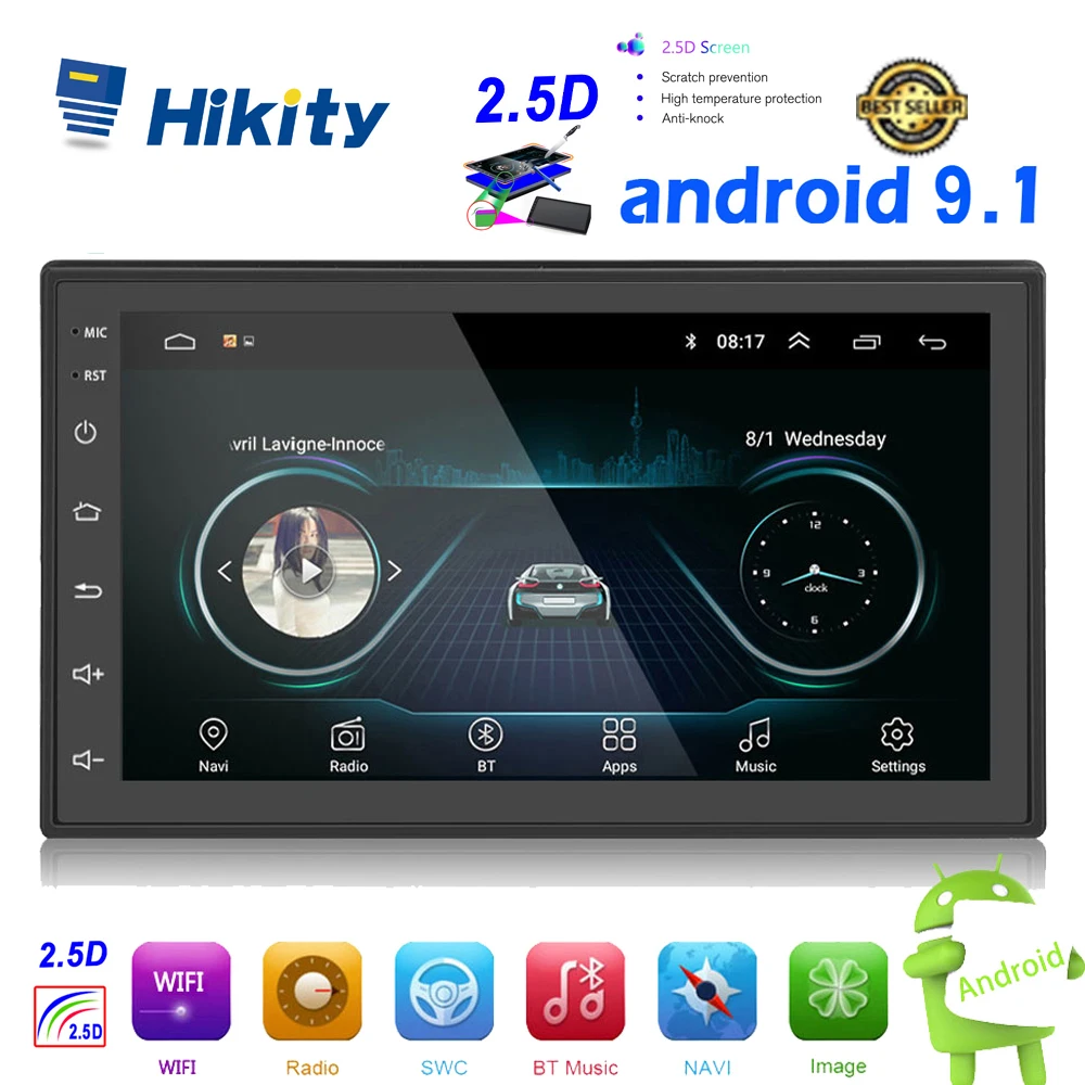 Hikity Android 2din автомобильный навигационный GPS радиоприемник мультимедиа вайфай MP5