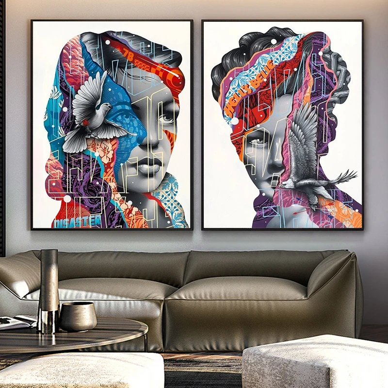Mixed Media Art Works Posters And Prints For Living Room Abstract Graffiti Woman Canvas Painting Wall Art Modern Home Decor
Mixed Media Art Works Posters And Prints For Living Room Abstract Graffiti Woman Canvas Painting Wall Art Modern Home Decor