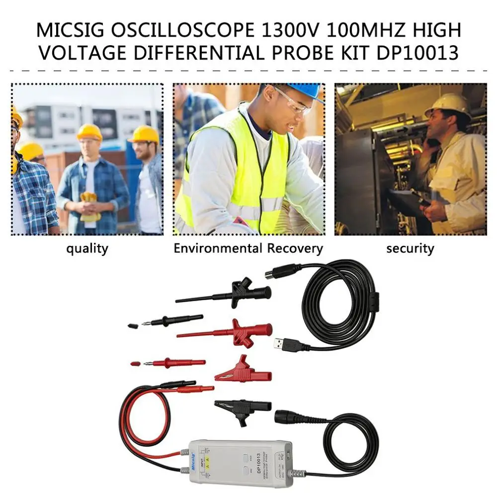 Micsig Oscilloscope 1300V 100MHz High Voltage Differential Probe Kit 3.5ns Rise Time 50X/500X Attenuation Rate DP10013 Hot salli
Micsig Oscilloscope 1300V 100MHz High Voltage Differential Probe Kit 3.5ns Rise Time 50X/500X Attenuation Rate DP10013 Hot salli